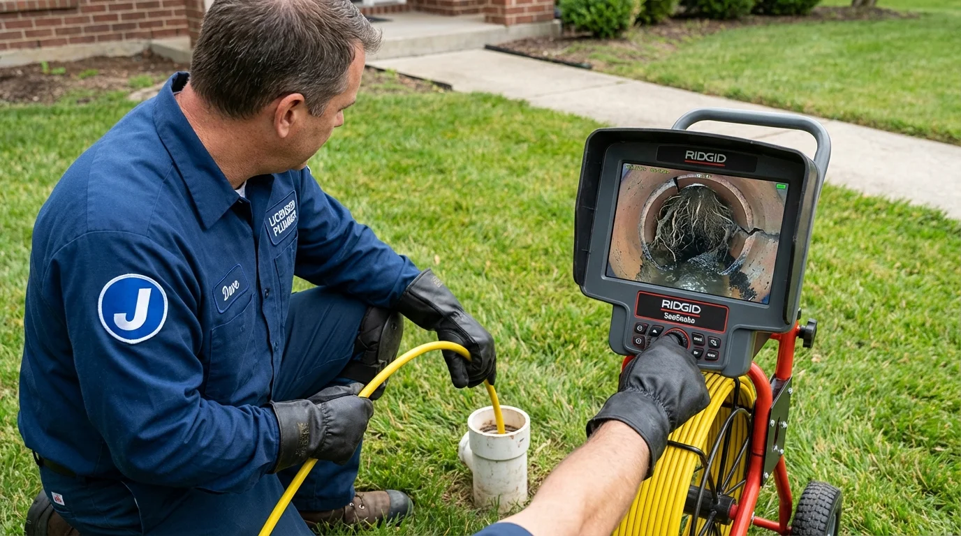 Sewer camera inspection being performed by Johns Plumbing LLC in Iota